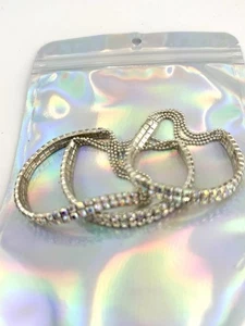 Bling Sliver Tone lotto di 3 braccialetti con strass misura 7 - Foto 1 di 6