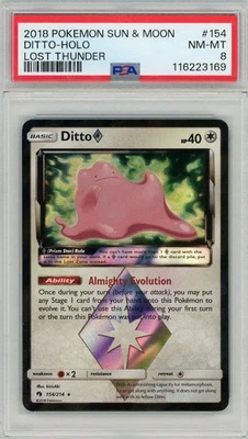 2018 Pokemon Sun & Moon Lost Thunder Ditto Holo #154 PSA 8 - Image 1 of 2