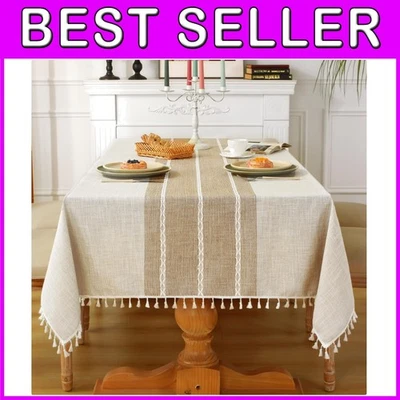 Rustic Tablecloth Cotton Linen Waterproof Tableclo - Image 1 of 4