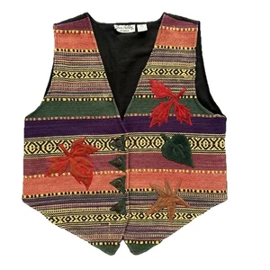 Vintage Jane Ashley Gobelin Weste Damen 2x Herbst Autumn Leafs Grandmacore 90er - Bild 1 von 9