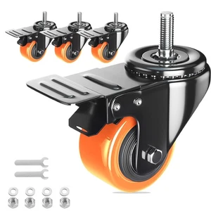 Stem Caster Wheels 2 inch Heavy Duty, Swivel Threaded Stem Mount Casters Set ... - Picture 1 of 7