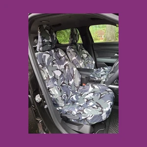 Maßgefertigte wasserdichte Sitzbezüge vorne grau camo Dacia Duster 2024+ hergestellt in UK - Bild 1 von 3