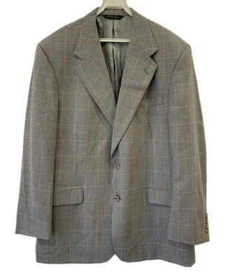 Blazer masculino Aquascutum casaco esportivo 2 botões Houndstooth cinza lã 46R EUA #25 - Imagem 1 de 4