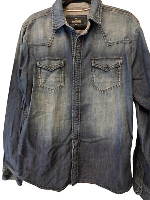 Buffalo David Bitton Mens Snap Button Up Shirt Denim Blue Size M Collared L/S - Image 1 of 4