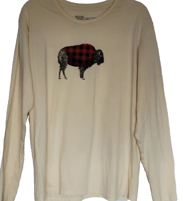 Camisa Columbia Para Hombre Talla Grande Búfalo con Cuadros Cuadros Manga Larga Marfil Foto 1 de 4