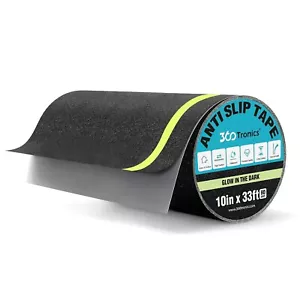 Outdoor Anti Slip Tapes, Rugged Glow Tapes Black with Glow, 10'' x 33ft per Roll - Picture 1 of 8