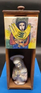 LAMORE CHINA BLESSED MADONNA VIRGIN MARY FIGURINE MIXED MEDIA BOX ODDITY - Picture 1 of 9