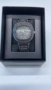 NY London Roman Number Bling Dial Black Analogue Watch 7707C - Picture 1 of 4