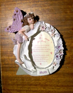 RECENCY GOFT HEARTFELT MESSAGE FOR MUM MOTHER FAIRY PICTURE FRAME RESIN PURPLE - Picture 1 of 3