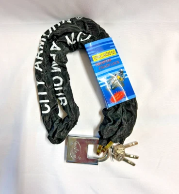 HEAVY DUTY STRONG MOTORCYCLE MOTORBIKE BIKE SECURITY CHAIN AND PADLOCK LOCK120CM - Image 1 of 3