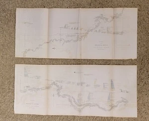 2 geological maps Missouri River sections 1852 miles 1-19 and 20-40 1852 Owen - Picture 1 of 24