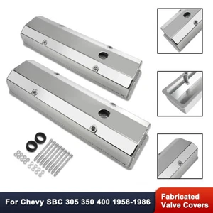For Chevy SB 283 327 350 383 400 1958-1986 Fabricated Aluminum Tall Valve Covers - Foto 1 di 6