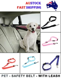 ADJUSTABLE CAR VEHICLE DOG SAFETY SEAT BELT HARNESS LEASHES SEATBELT PET PUPPY - Picture 1 of 7