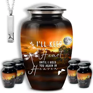 Set of 6 Funeral & Cremation Urn for Ashes Adult Male & Female with 1 Large Moon - Picture 1 of 12