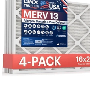 16x24x1 MERV 13 Air Filters - Advanced Pleated Design for Cleaner Air (4-Pack) - Picture 1 of 10