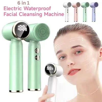 6-in-1 Electric Facial Brush Cleansing Massage Blackhead Skin Exfoliator Makeup - Image 1 of 4