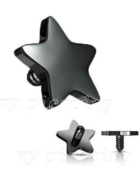  14G 4mm Flat Star Dermal Anchor Top Anodized 316L Surgical Steel  - Image 1 of 1