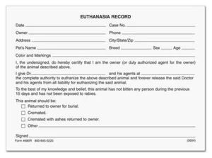 680R Veterinary Euthanasia Record Form Pads 4 x 5 1/2" QTY 100 Per Pad 5 Pad Min - Picture 1 of 1