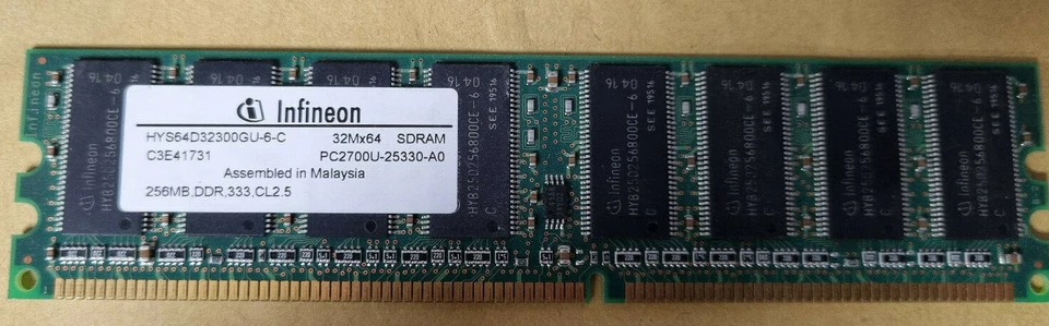 infineon HYS64D32300GU-6-C 256MB Memory RAM PC2700U-25330-A0 - Image 1 of 1