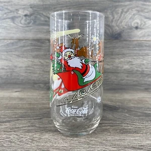 Vintage Coca Cola Santa Claus Sleigh Christmas Holiday Tumbler Glass 12 oz. - Picture 1 of 7