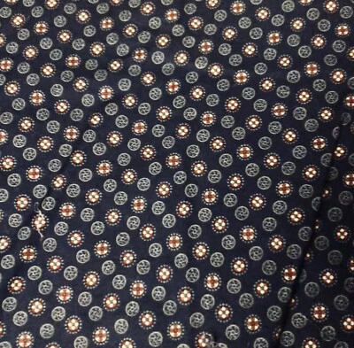 Tiny Geometric Gear & Iron Cross on Navy Faux Silk Tie Print 22" X 15" - Image 1 of 4