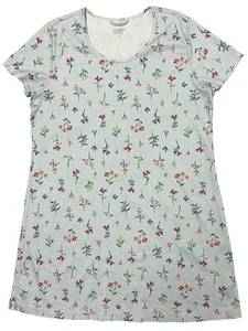 Lands End Women Dress Size Medium (10-12) Blue Floral Check Cotton Spring Summer - Picture 1 of 7