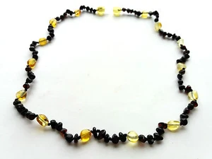 NATURAL BALTIC AMBER, BEAUTIFUL WOMEN'S NECKLACE /Black-lemon /18.90 inches  - Foto 1 di 7