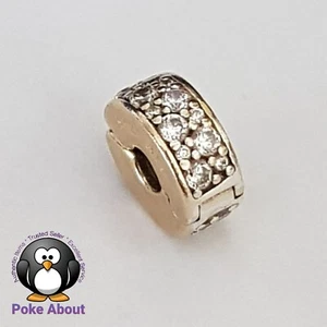 Genuine Pandora Shine Gold Plated CZ Pavé Clip Shining Elegance Charm 768658C01 - Foto 1 di 6