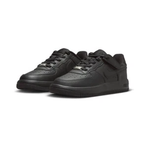 BOYS PRE SCHOOL NIKE FORCE 1 LOW EASYON_BLACK/BLACK-BLACK FN0237-001-SIZE 12 - Picture 1 of 3