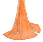 Sushila Vintage Orange Tie-dye Dupatta Hand Beaded Chiffon Silk Long Stole Wrap