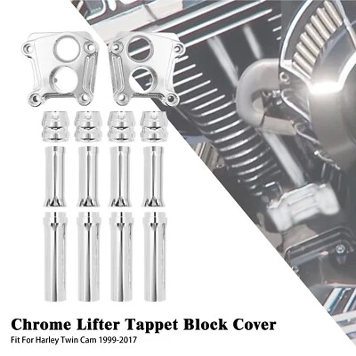 Tubo de varilla de empuje del motor cubierta de bloque de elevación cromada apto para Harley Softail Dyna Foto 1 de 4