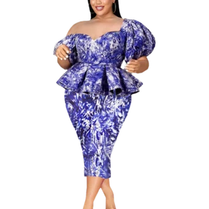 AOMEI Damen Ombre Midikleid One Shoulder Arbeit Party Bodycon Schößchen Kleider - Bild 1 von 10