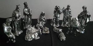Ceramic Metallic Metal Nativity Scene 13 Piece Rare Find - Picture 1 of 3