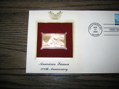 2000 American Samoa 100th Anniversary Gold Golden Cover Replica FDC Stamp - Image 1 of 3