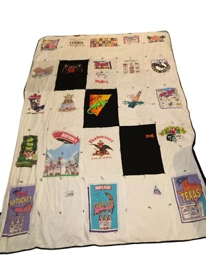 复古 90 年代百威啤酒 T 恤被子 25 T 恤紫色黑色法兰绒背面 — 第 1/4 张图片