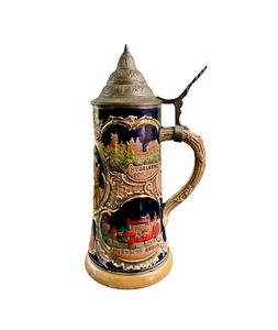 FRANKFURT RÖMER 7" DEUTSCHER BIERKRUG FUNKTIONSTÜCHTIG DECKEL GEBÄUDE DESIGN KUNSTWERK - Bild 1 von 8