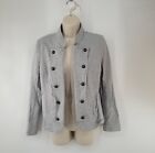 Tommy Hilfiger Blazer Jacket Women's Size M Open Front Military Band Marled Gray