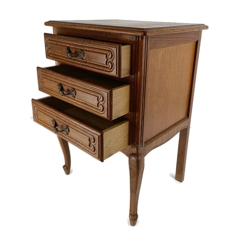 Louis XVI style Bedside End Table Cabinet Nightstand Wood Chest of Drawers 3 dra - Изображение 1 из 4