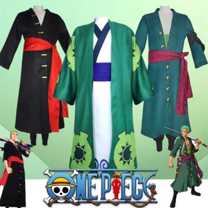 Anime Roronoa Zoro Cosplay Costume Wano Kuni Country Kimono Robe Full Suit - Picture 1 of 19