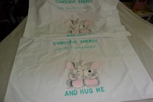 Hand Painted Pillowcases Mouse Conserve Energy Turn Down The Thermostat & Hug Me - Picture 1 of 9