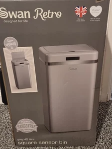 Swan SWKA4500GRN Retro Square Sensor Bin With Infrared Technology Grey 45l - Picture 1 of 8