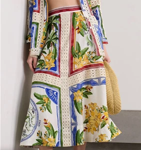 Falda Destino Tropical Mediana Farm Rio Anthropologie Nueva con Etiquetas $250 - Imagen 1 de 19