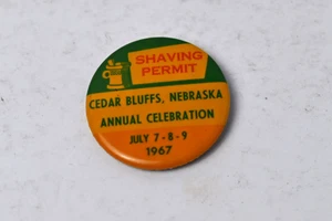 1967 Cedar Bluffs Nebraska Annual Celebration Shaving Permit Pinback Button - Bild 1 von 3