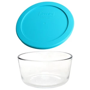 Pyrex 7201 4-Cup Glass Bowl & 7201-PC Surf Blue Lid - Picture 1 of 4