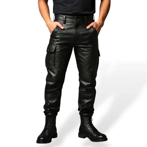 Combat-Ready Echtleder Cargohose - Streetwear Style - Bild 1 von 6