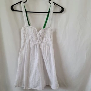Volcom Tank Cami white Fair Lady Top Cotton ruched Med. surfer skater y2k grunge - Picture 1 of 9