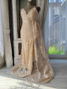 NEU M L 38 Beinschlitz Abiball Kleid Spitze Abendkleid Brautkleid - Bild 1 von 10