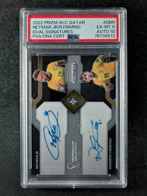 2022 Panini Prizm World Cup Qatar NEYMAR JR/FIRMINO Dual Auto #D-BR PSA 6 - Bild 1 von 4