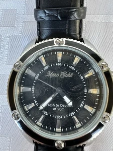 Reloj de pulsera analógico Marc Ecko "Well Hung" para hombre esfera negra correa de cuero genuino - Imagen 1 de 7