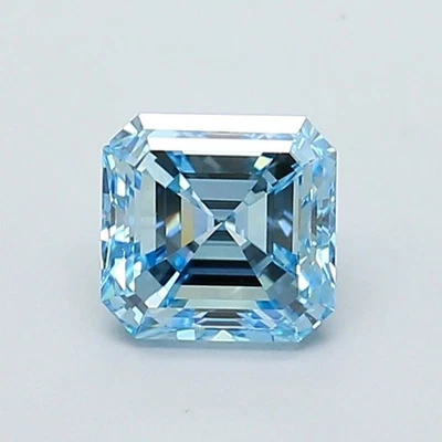 Sq Emerald Cut 1.10 Ct IGI certifide Diamond VS1 Fancy Vivid Blue color gifts - Image 1 of 4